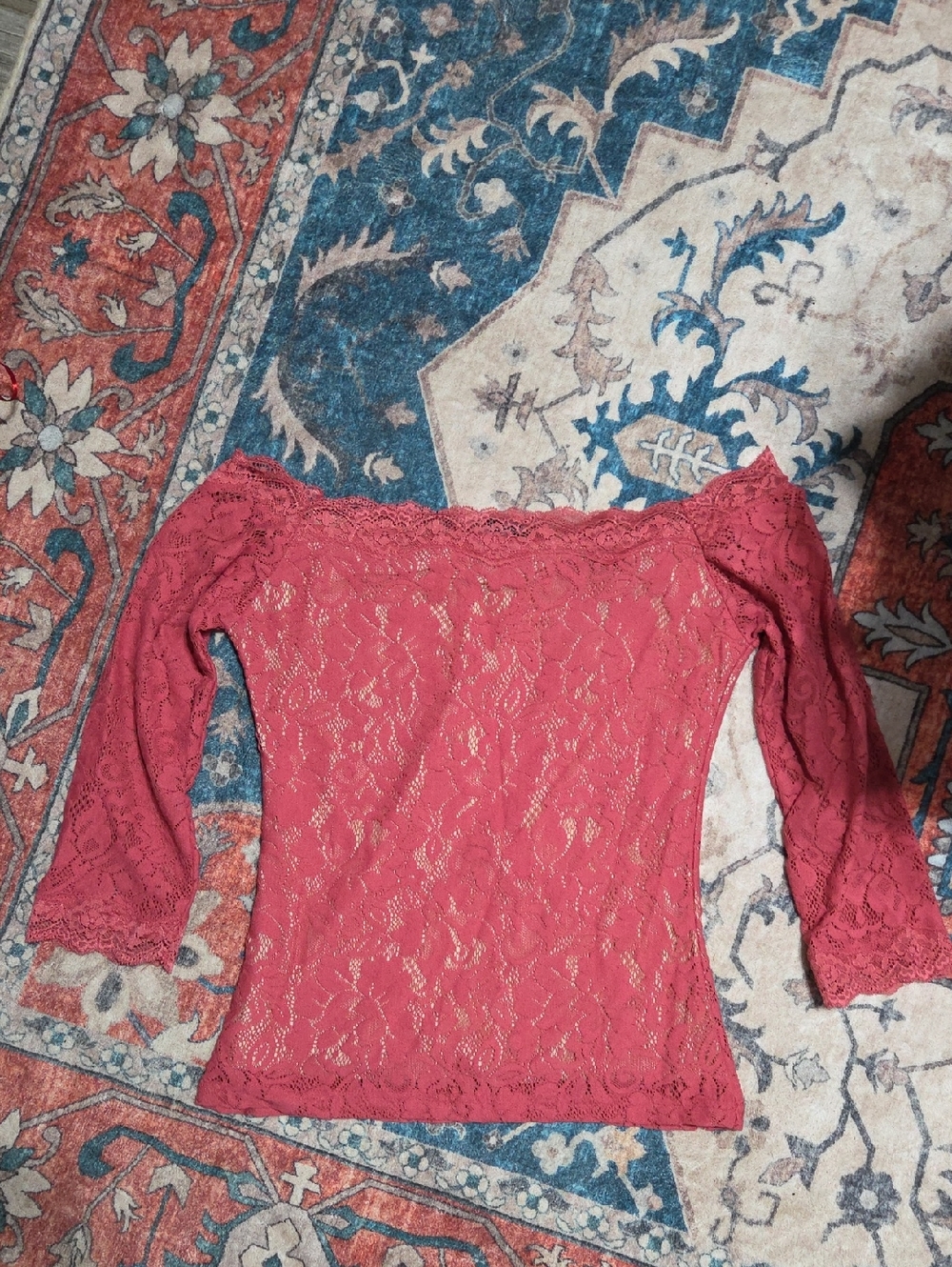 Moda International Pink Lace Off-Shoulder Top